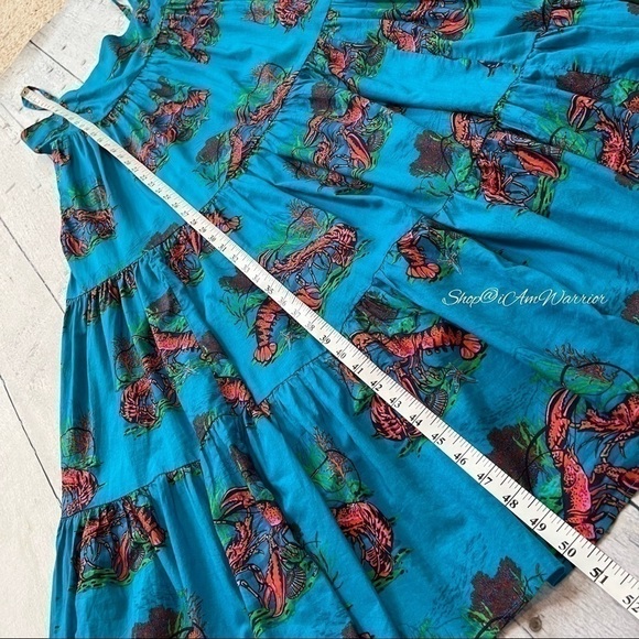 J.Crew tiered turquoise lobster print midi dress shop@iamwarrior - Picture 7 of 15